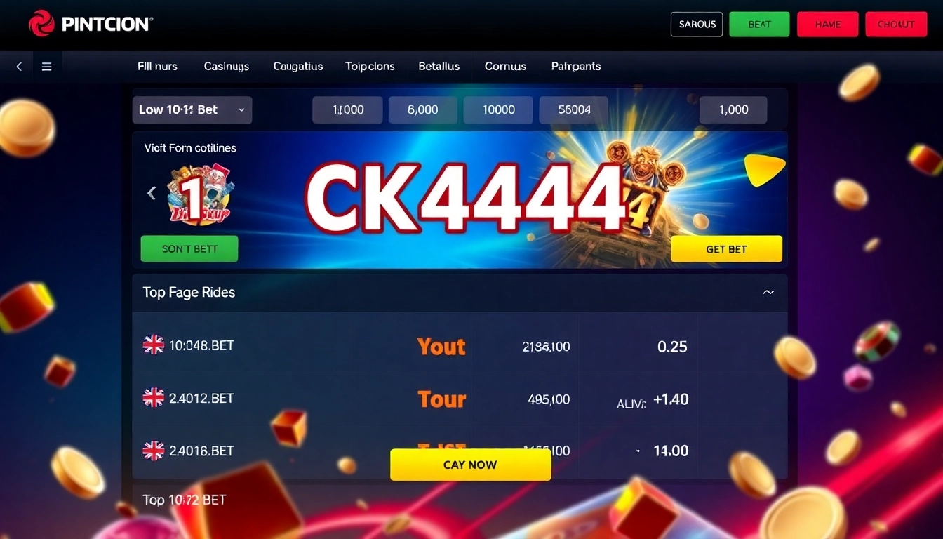 Engage in ck4444 bet with a sleek online betting interface showing live odds and vibrant visuals for an immersive experience.
