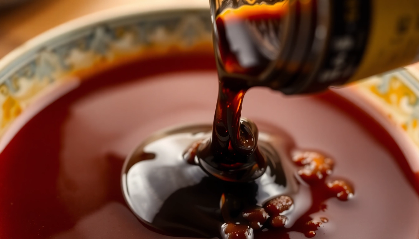 Dark Soy Sauce is poured into a traditional dish, showcasing rich flavor and authentic quality